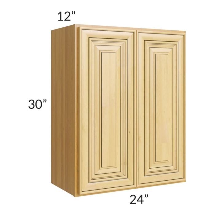 RTA Glazed Praline 24" x 30" Wall Cabinet with 1 Decorative End Panel and Mullion Glass Door