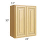 RTA Glazed Praline 24" x 30" Wall Cabinet with 2 Decorative End Panels and Mullion Glass Door