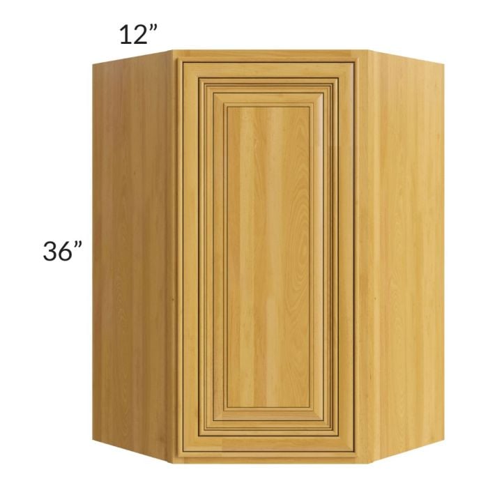 RTA Glazed Praline 24" x 36" Diagonal Corner Wall Cabinet with Mullion Glass Door