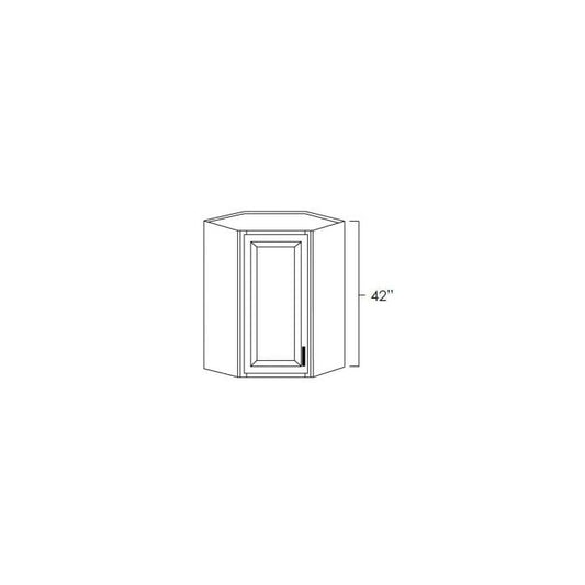 RTA Glazed Praline 24" x 42" Beveled Glass Diagonal Corner Wall Cabinet