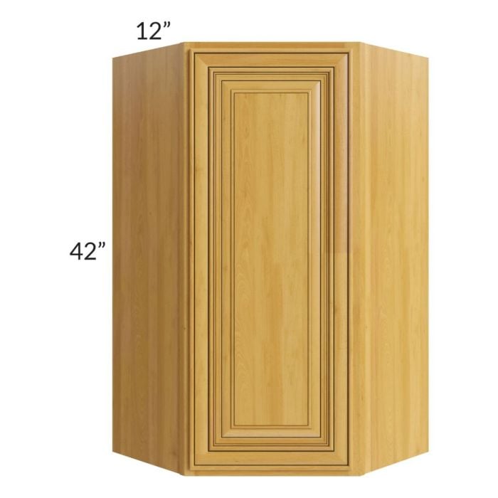 RTA Glazed Praline 24" x 42" Diagonal Corner Wall Cabinet with Mullion Glass Door