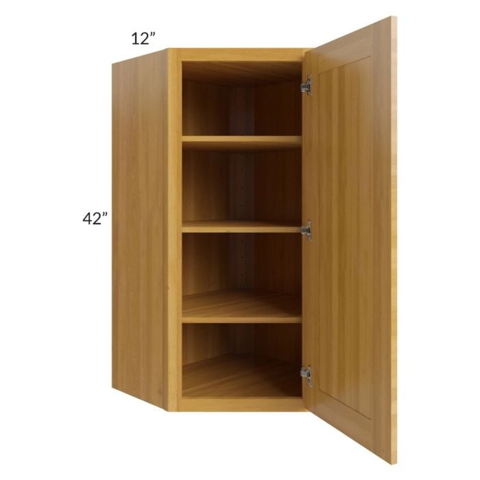 RTA Glazed Praline 24" x 42" Diagonal Corner Wall Cabinet with Mullion Glass Door