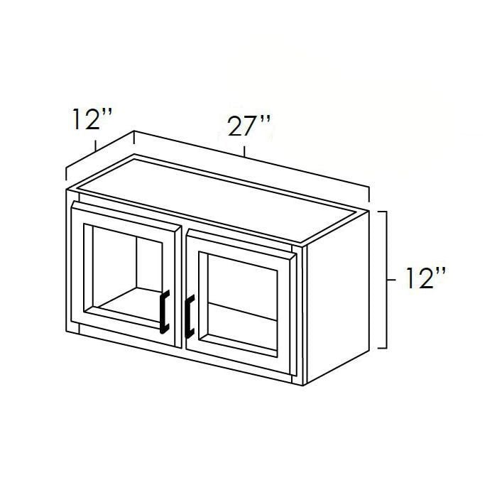 RTA Glazed Praline 27" x 12" Decorative Wall Cabinet with Beveled Glass