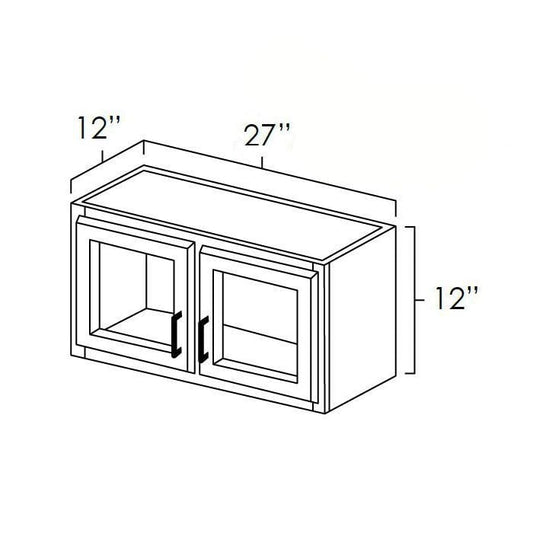 RTA Glazed Praline 27" x 12" Decorative Wall Cabinet with Beveled Glass
