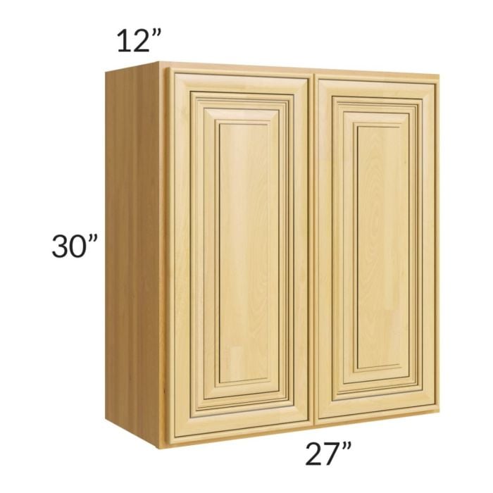 RTA Glazed Praline 27" x 30" Wall Cabinet with 1 Decorative End Panel