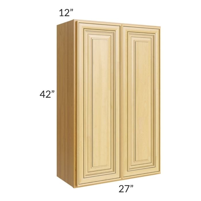 RTA Glazed Praline 27" x 42" Wall Cabinet with 1 Decorative End Panel