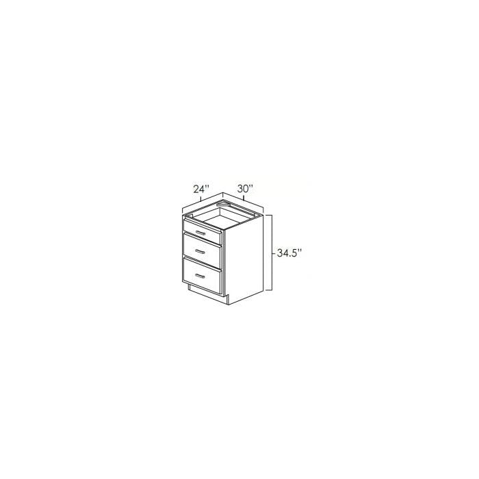 RTA Glazed Praline 30" 3-Drawer Base Cabinet