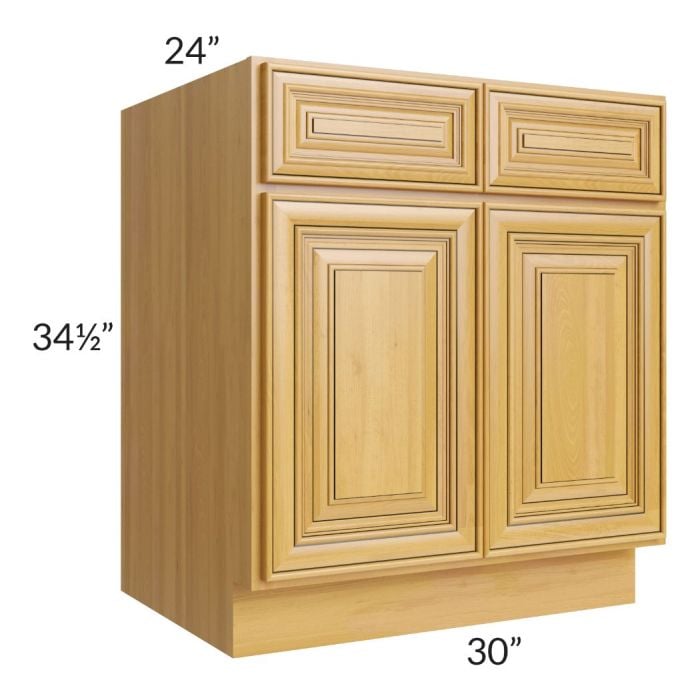 RTA Glazed Praline 30" Base Cabinet with 1 Decorative End Panel and 1 Roll Out Tray