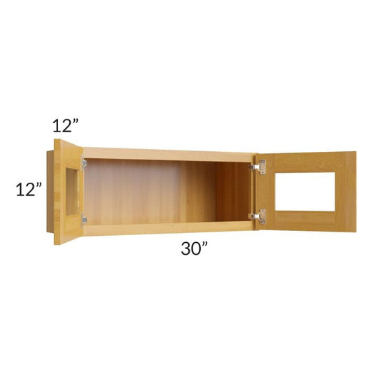 RTA Glazed Praline 30" x 12" Decorative Wall Cabinet with Beveled Glass