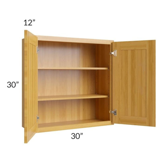 RTA Glazed Praline 30" x 30" Wall Cabinet with 2 Decorative End Panels