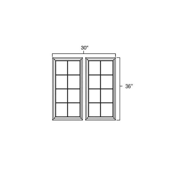 RTA Glazed Praline 30" x 36" Mullion Glass Door