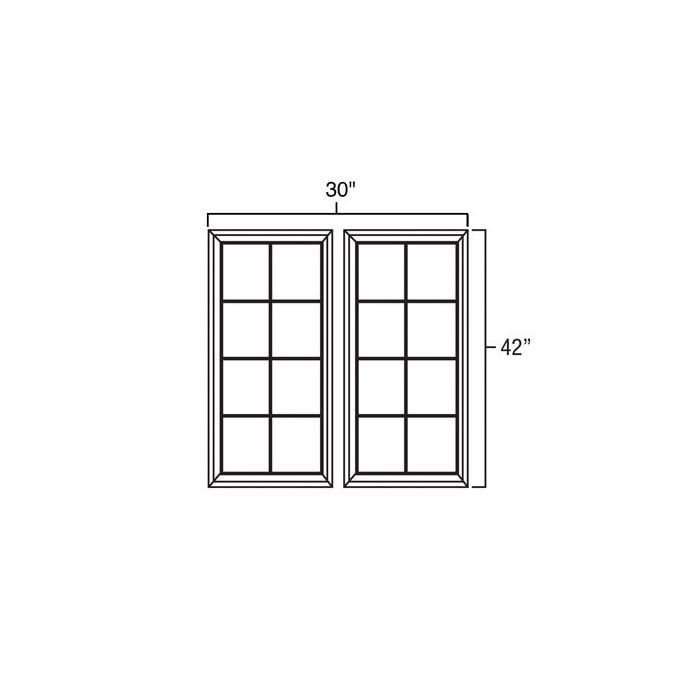 RTA Glazed Praline 30" x 42" Mullion Glass Door