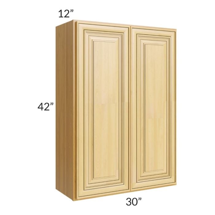 RTA Glazed Praline 30" x 42" Wall Cabinet with 1 Decorative End Panel