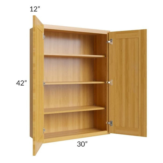 RTA Glazed Praline 30" x 42" Wall Cabinet with Mullion Glass Door