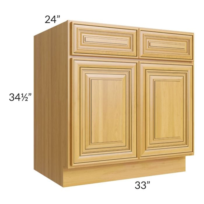 RTA Glazed Praline 33" Base Cabinet with 1 Decorative End Panel and 1 Roll Out Tray