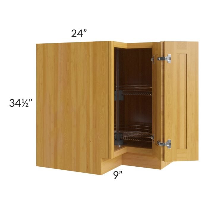 RTA Glazed Praline 33" Lazy Susan Corner Base with 2 Plastic Baskets and 1 Decorative End Panel