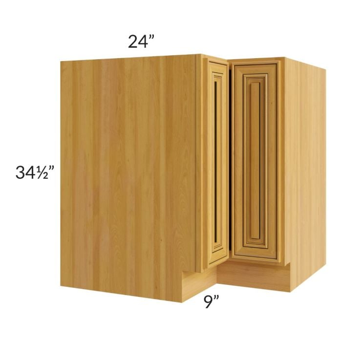 RTA Glazed Praline 33" Lazy Susan Corner Base with 2 Wood Baskets