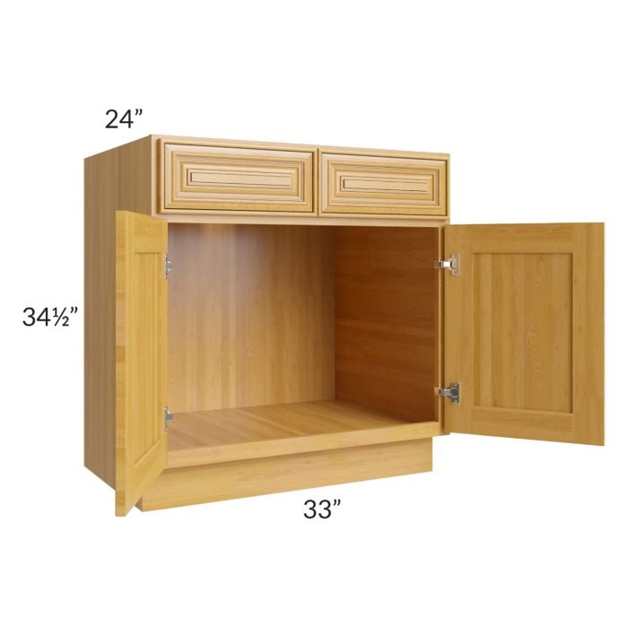 RTA Glazed Praline 33" Sink Base with 1 Decorative End Panel