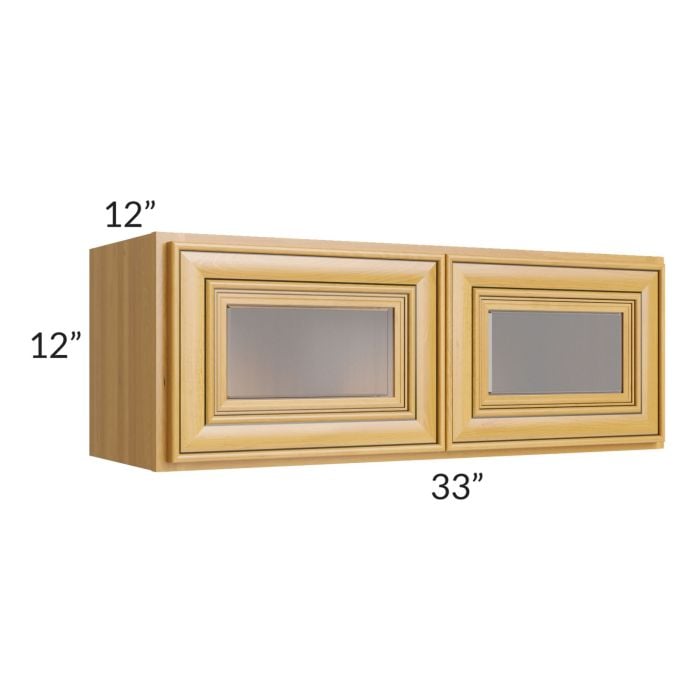 RTA Glazed Praline 33" x 12" Decorative Wall Cabinet with Beveled Glass