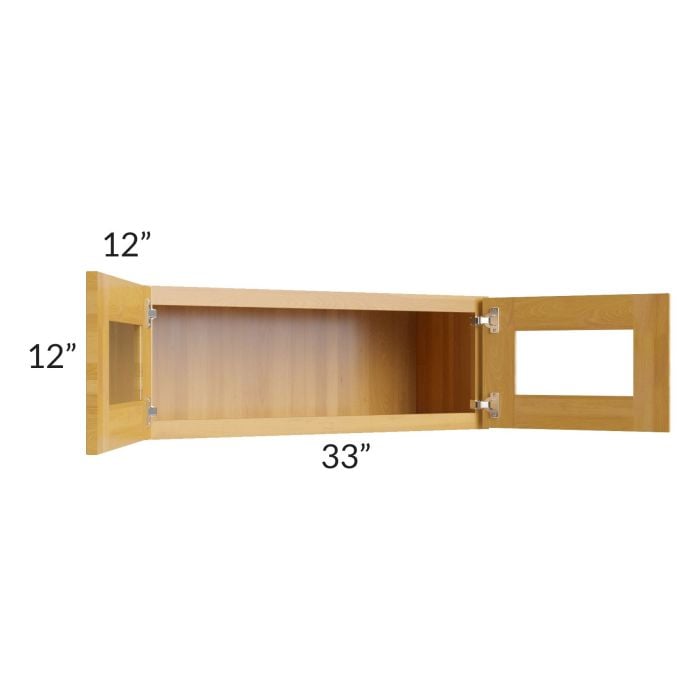 RTA Glazed Praline 33" x 12" Decorative Wall Cabinet with Beveled Glass