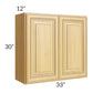 RTA Glazed Praline 33" x 30" Wall Cabinet with 1 Decorative End Panel