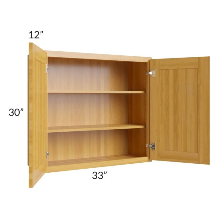 RTA Glazed Praline 33" x 30" Wall Cabinet with 2 Decorative End Panels