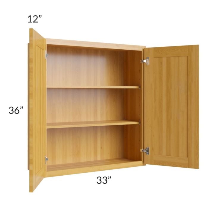 RTA Glazed Praline 33" x 36" Wall Cabinet with 1 Decorative End Panel