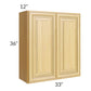 RTA Glazed Praline 33" x 36" Wall Cabinet with 2 Decorative End Panels