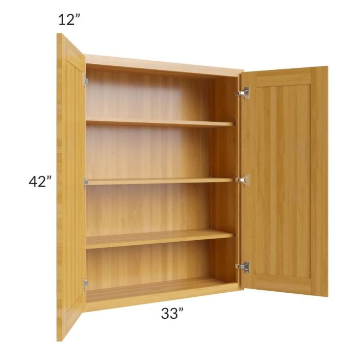 RTA Glazed Praline 33" x 42" Wall Cabinet with 1 Decorative End Panel