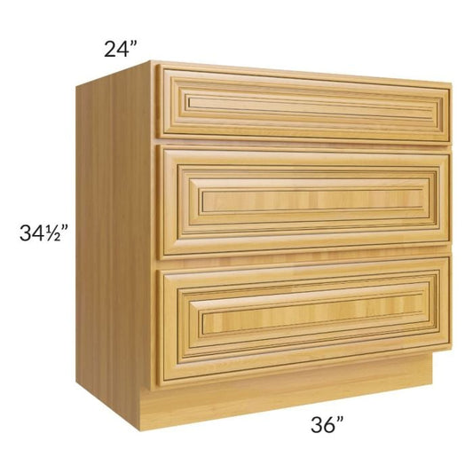 RTA Glazed Praline 36" 3-Drawer Base Cabinet