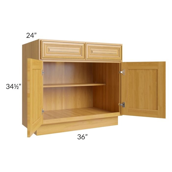 RTA Glazed Praline 36" Base Cabinet with 2 Decorative End Panels