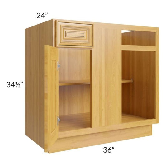 RTA Glazed Praline 36" Blind Corner Base Unit with 1 Decorative End Panel