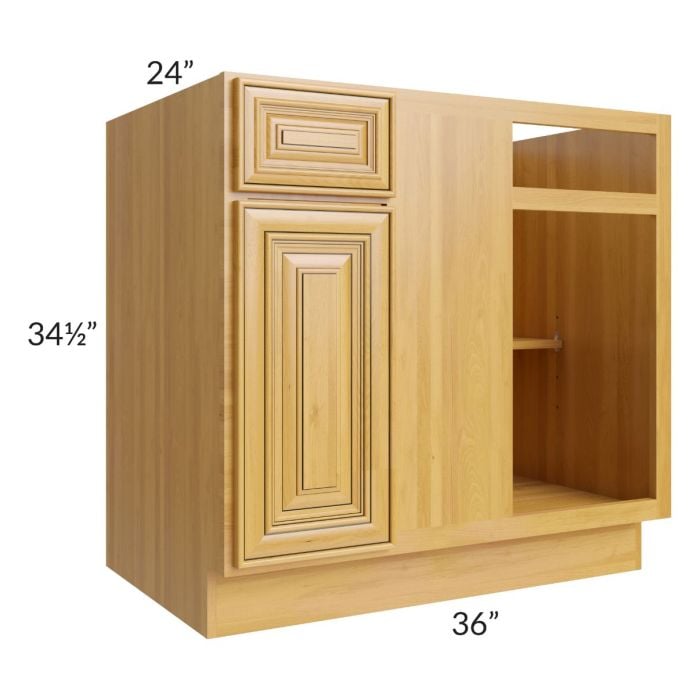 RTA Glazed Praline 36" Blind Corner Base Unit with 2 Decorative End Panels
