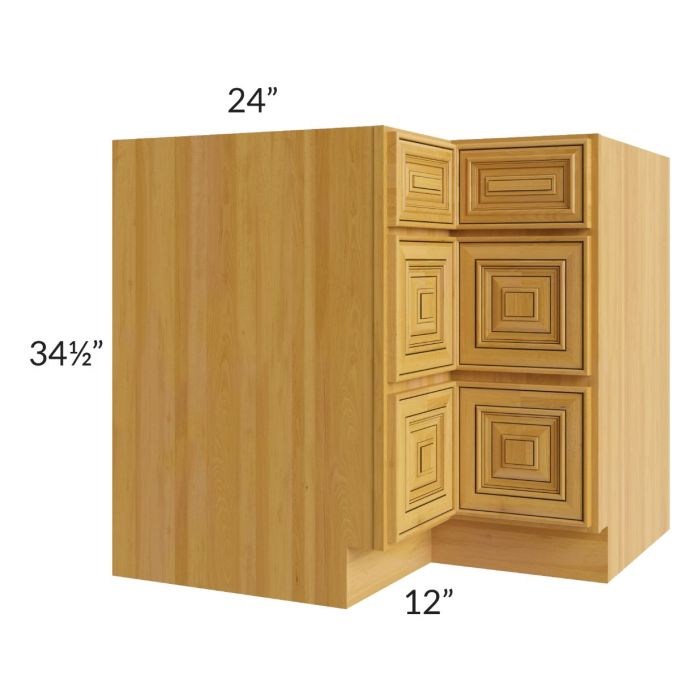RTA Glazed Praline 36" Corner Three Drawer Base Cabinet