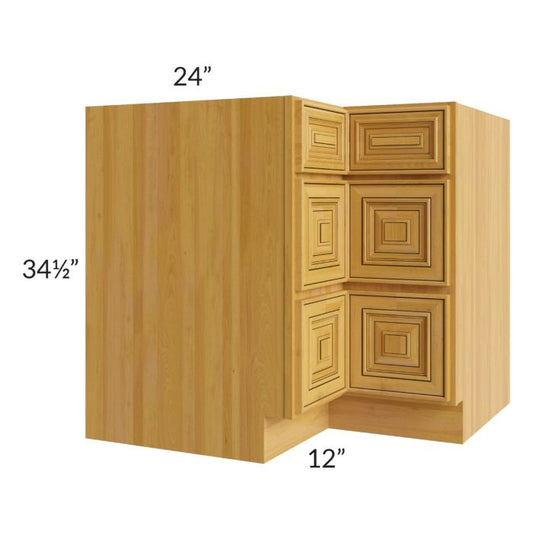 RTA Glazed Praline 36" Corner Three Drawer Base Cabinet