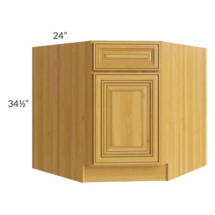 RTA Glazed Praline 36" Diagonal Corner Sink Base Cabinet with 1 Decorative End Panel