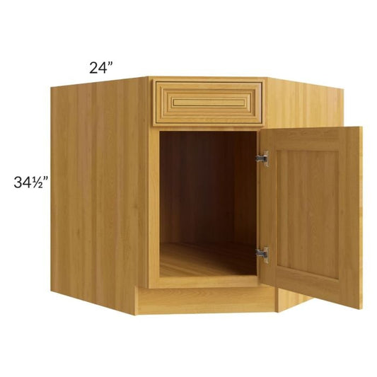 RTA Glazed Praline 36" Diagonal Corner Sink Base Cabinet with 1 Decorative End Panel