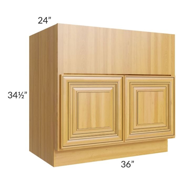 RTA Glazed Praline 36" Farm Sink Base with 1 Decorative End Panel