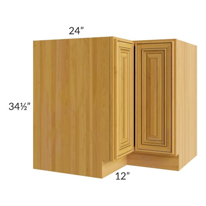 RTA Glazed Praline 36" Lazy Susan Corner Base with 2 Wood Baskets