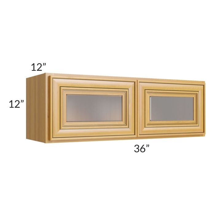 RTA Glazed Praline 36" x 12" Decorative Wall Cabinet with Beveled Glass