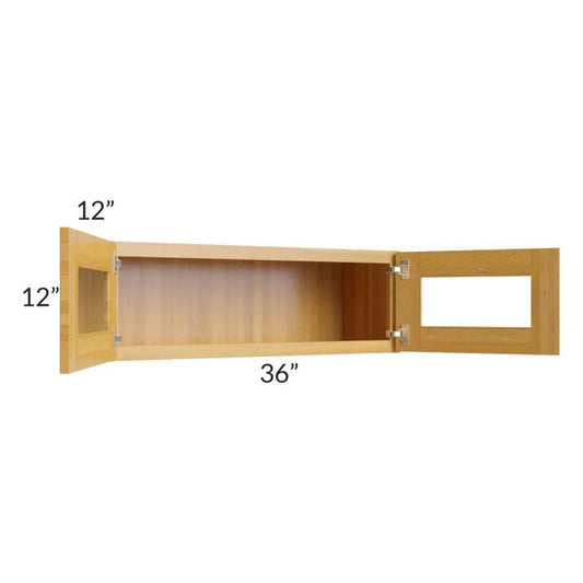 RTA Glazed Praline 36" x 12" Decorative Wall Cabinet with Beveled Glass