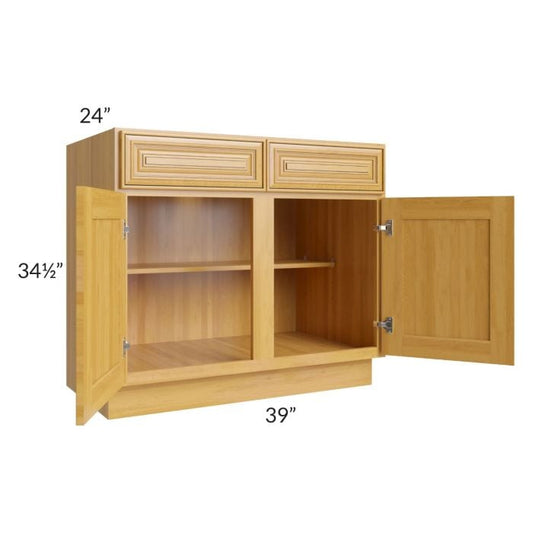 RTA Glazed Praline 39" Base Cabinet with 2 Decorative End Panels