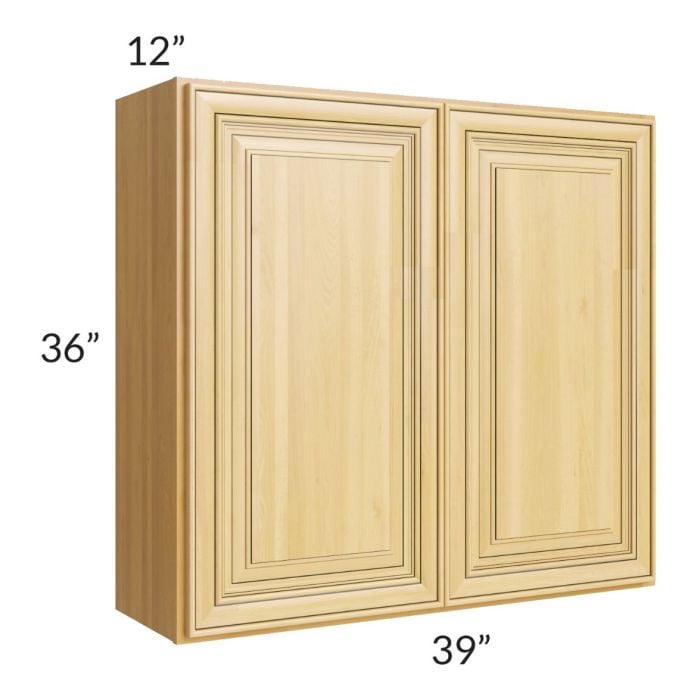 RTA Glazed Praline 39" x 36" Wall Cabinet with 2 Decorative End Panels