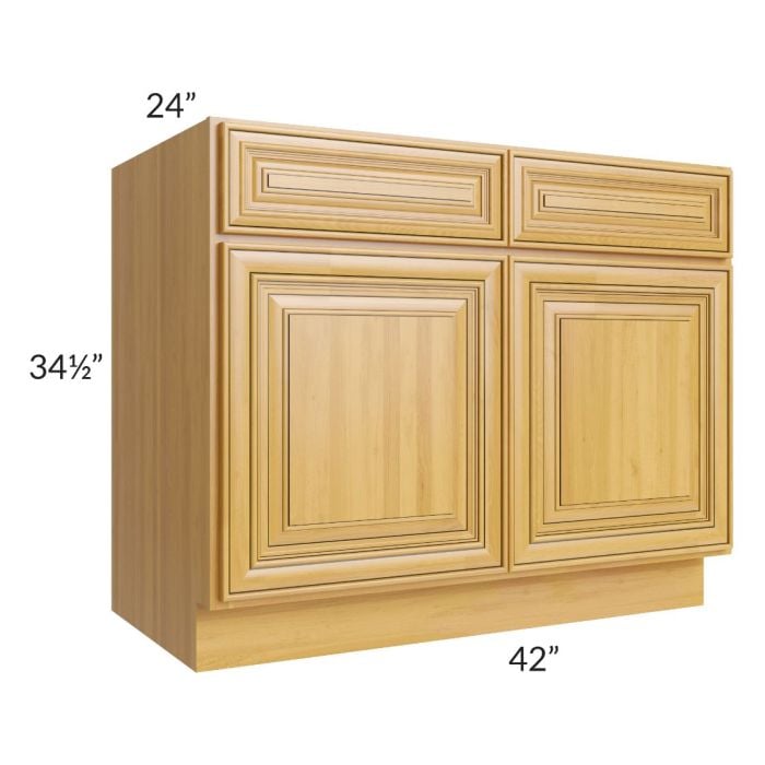 RTA Glazed Praline 42" Base Cabinet with 1 Decorative End Panel