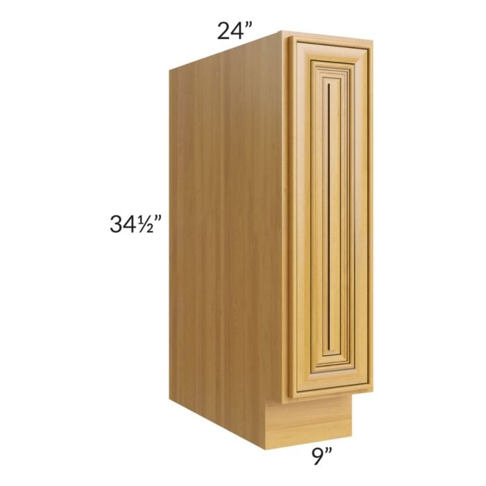 RTA Glazed Praline 9" Full Height Door Tray Base Cabinet - Left Hinged