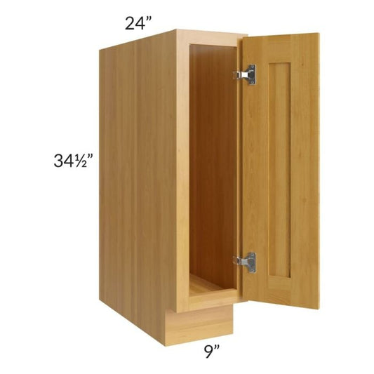 RTA Glazed Praline 9" Full Height Door Tray Base Cabinet - Right Hinged with 2 Decorative End Panels