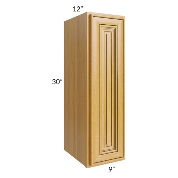 RTA Glazed Praline 9" x 30" Wall Cabinet with 2 Decorative End Panels