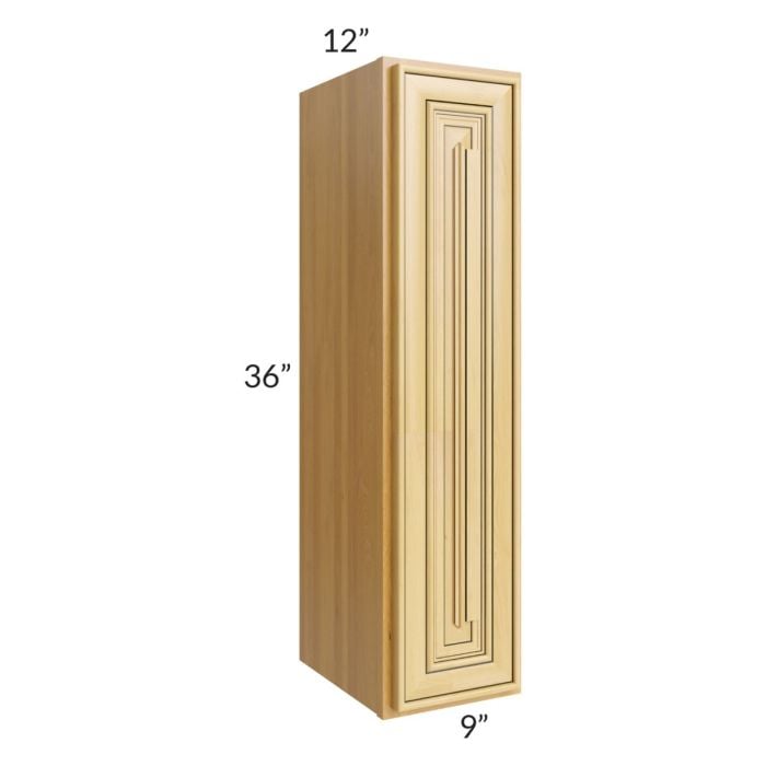 RTA Glazed Praline 9" x 36" Wall Cabinet with 2 Decorative End Panels