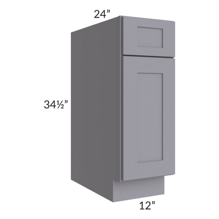 RTA Graphite Grey Shaker 12" Base Cabinet with 1 Decorative End Panel and Tray Divider Kit