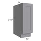 RTA Graphite Grey Shaker 12" Full Height Door Base Cabinet with 2 Decorative End Panels